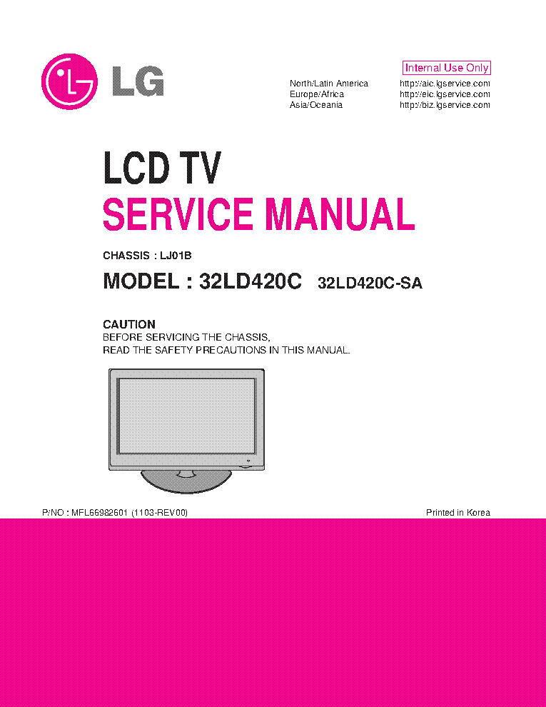 LG 32LD420C-SA CHASSIS LJ01B service manual (1st page)