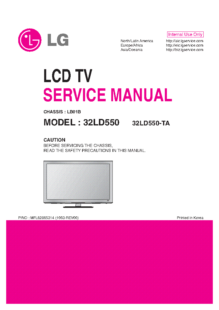 LG 32LD550-TA CHASSIS LB01B service manual (1st page)