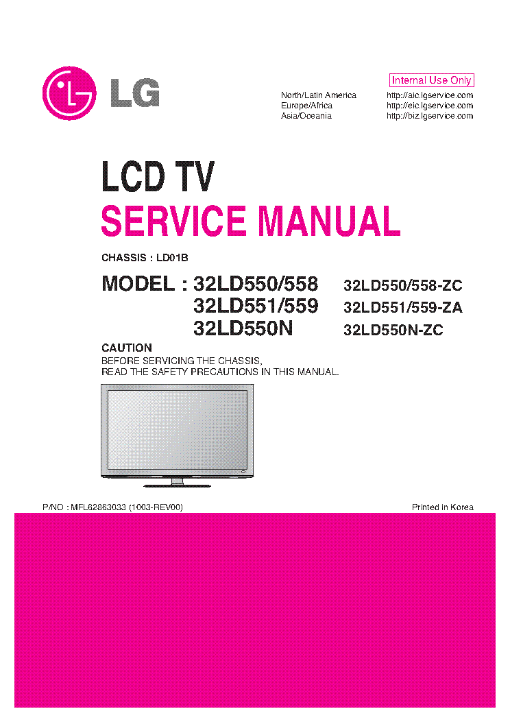 LG 32LD550-ZC 32LD550N-ZC 32LD551-ZA 32LD558-ZC 32LD559-ZA CHASSIS LD01B service manual (1st page)