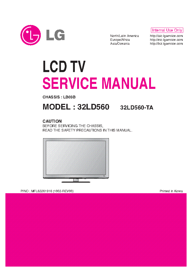 LG 32LD560-TA CHASSIS LB03B service manual (1st page)
