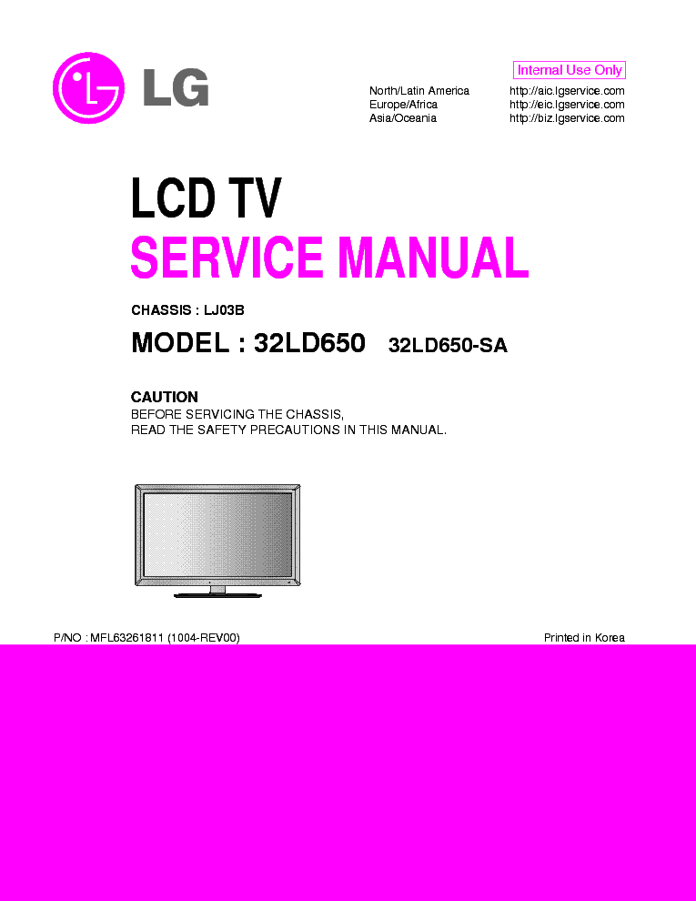 LG 32LD650 SA CHASSIS LJ03B service manual (1st page)