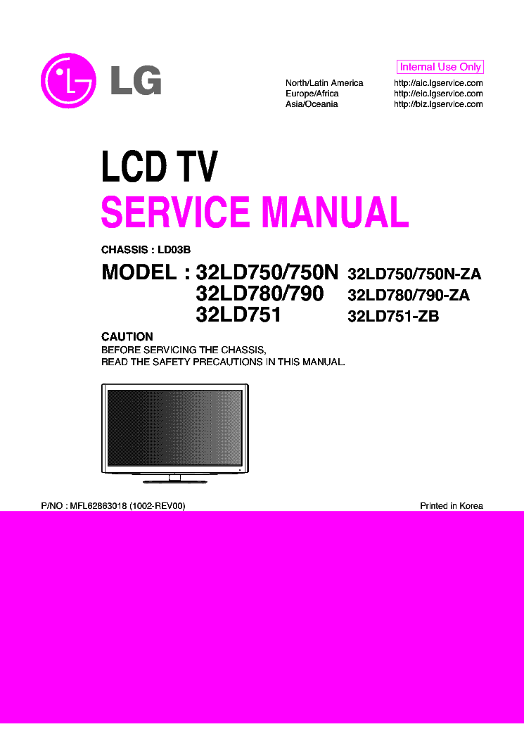 LG 32LD750-N32LD751 32LD780 32LD790 CH LD03B SM service manual (1st page)