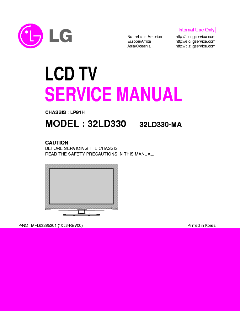 LG 32LE330 service manual (1st page)