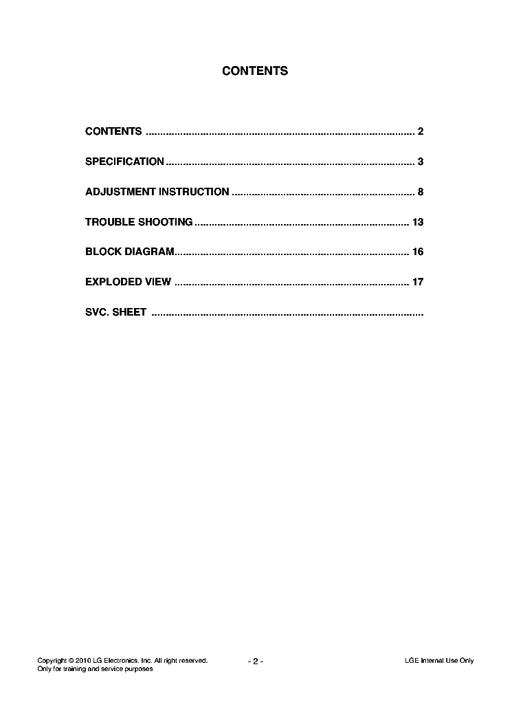 LG 32LE330 service manual (2nd page)