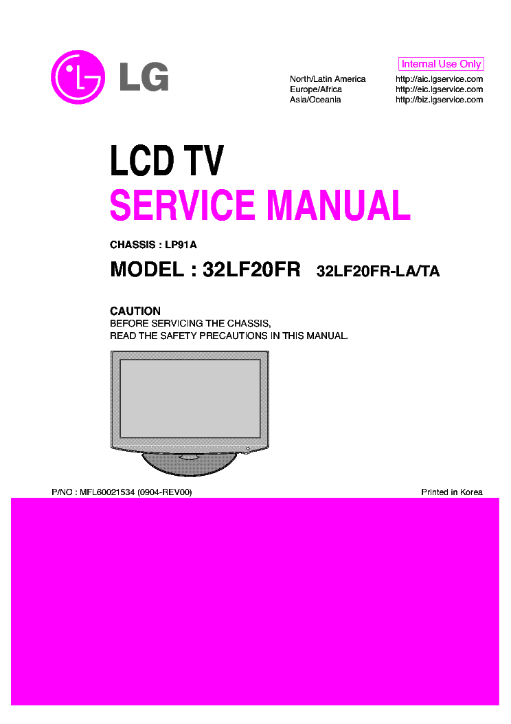 LG 32LF20FR CH LP91A service manual (1st page)