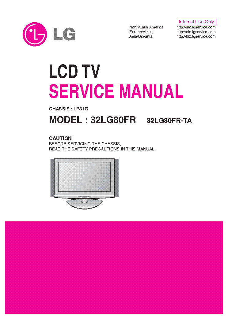LG 32LG80FR-TA CHASSIS LP81G MFL41394464 service manual (1st page)
