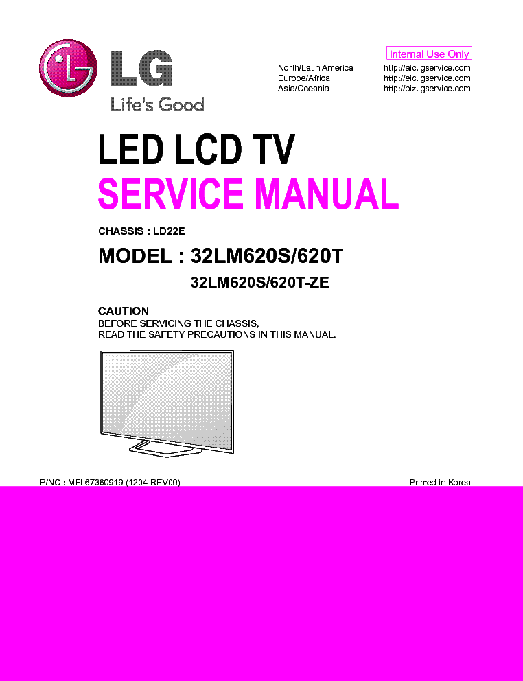 LG 32LM620S-ZE 32LM620T-ZE CH.LD22E service manual (1st page)