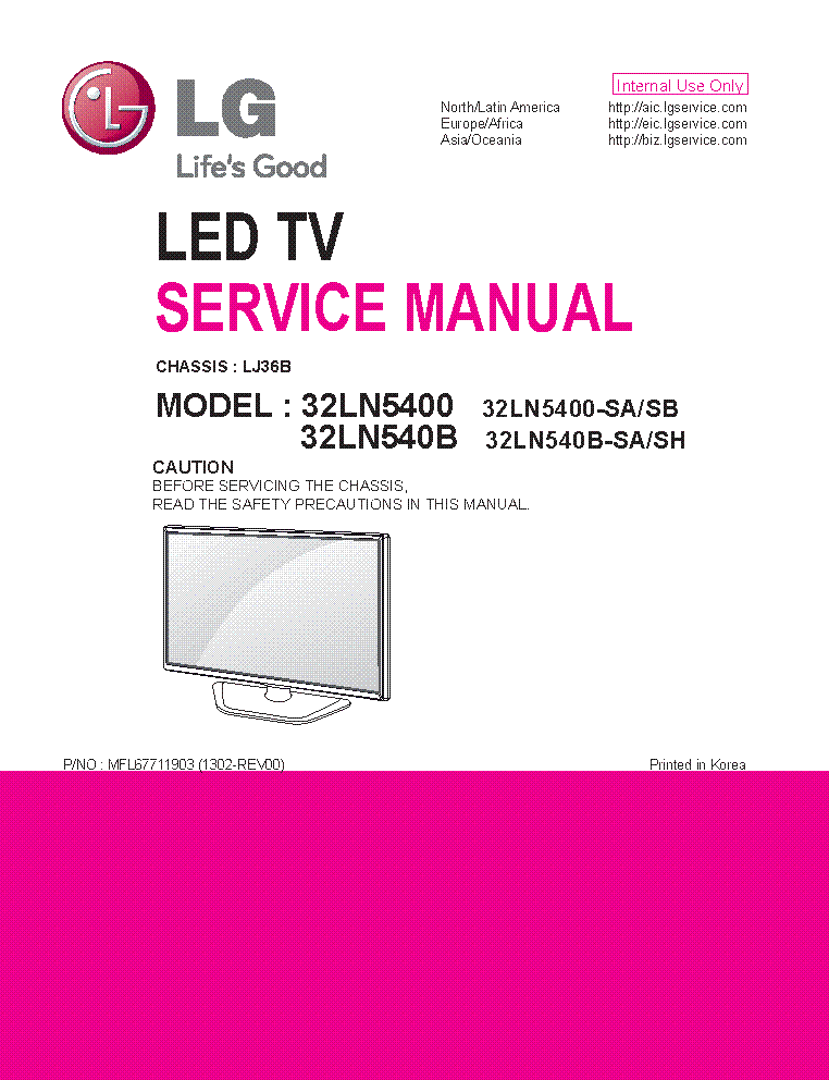 LG 32LN5400 32LN540B CHASSIS LJ36B SM service manual (1st page)