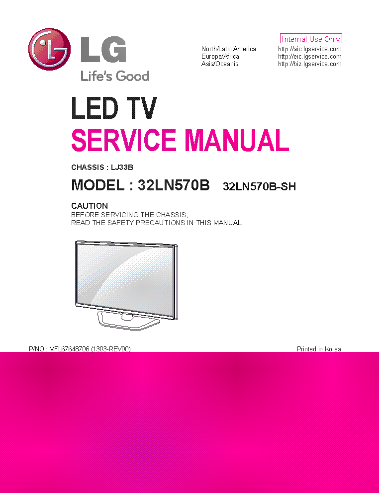 LG 32LN570B-SH CHASSIS LJ33B MFL67648706 1303-REV00 service manual (1st page)