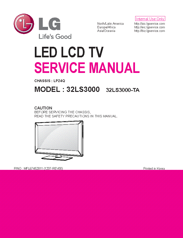 LG 32LS3000-TA CHASSIS LP24Q MFL67452811 service manual (1st page)