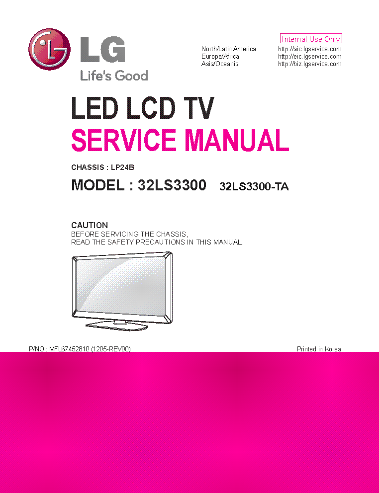 LG 32LS3300-TA CHASSIS LP24B MFL67452810 service manual (1st page)