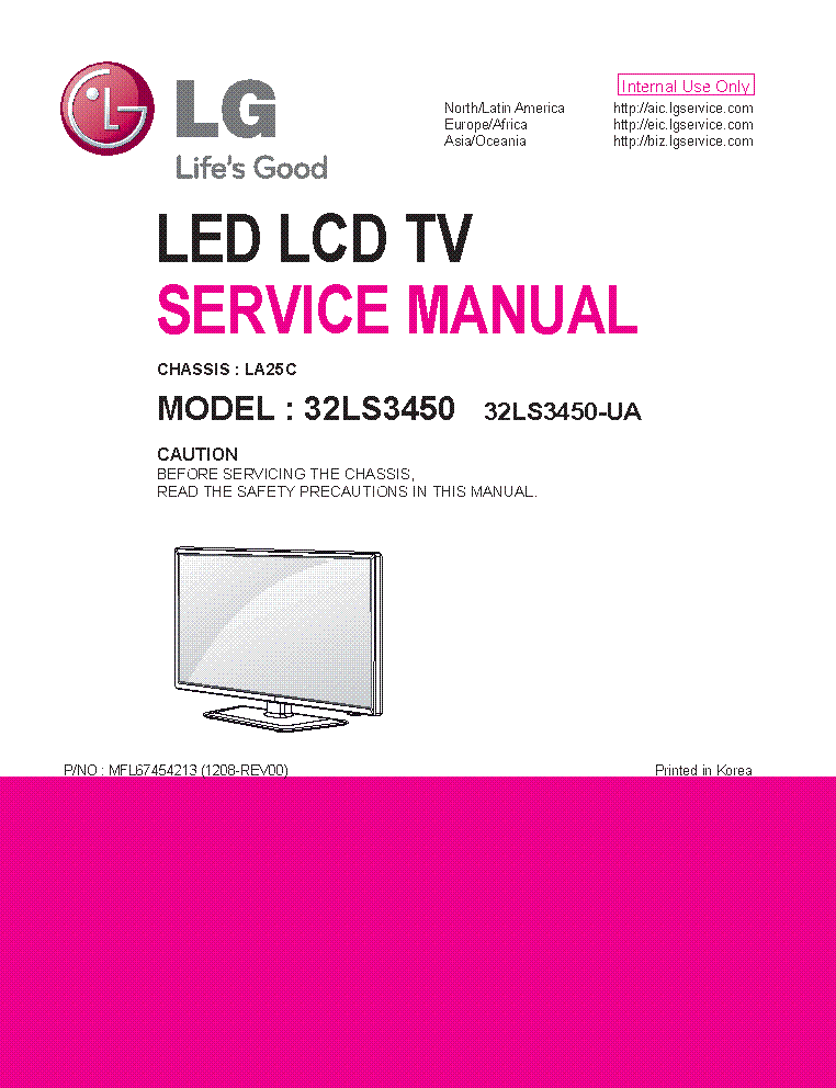 LG 32LS3450-UA CHASSIS LA25C MFL67454213 service manual (1st page)