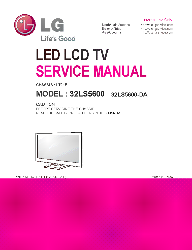 LG 32LS5600-DA CHASSIS LT21B MFL67362801 service manual (1st page)