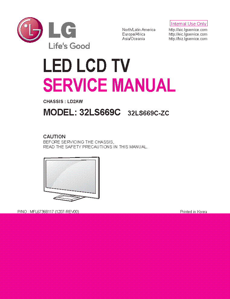 LG 32LS669C-ZC CHASSIS LD2AW MFL67368117 service manual (1st page)