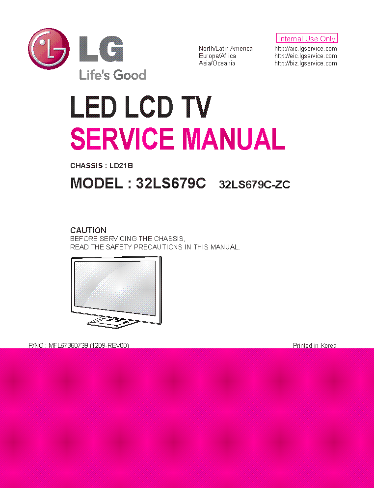 LG 32LS679C-ZC CHASSIS LD21B MFL67360739 service manual (1st page)