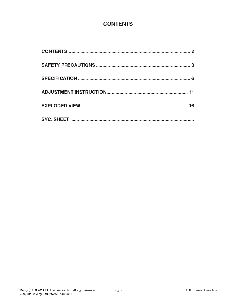 LG 32LV2500-SA CHASSIS LJ01U service manual (2nd page)