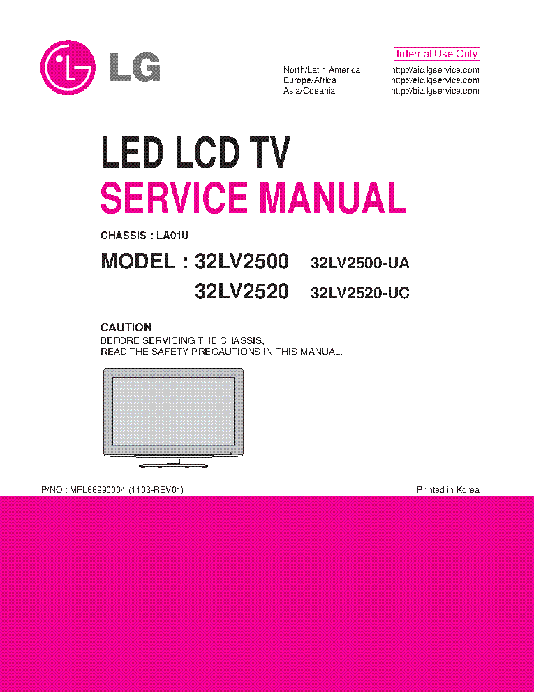 LG 32LV2500-UA 32LV2520-UC CHASSIS LA01U service manual (1st page)