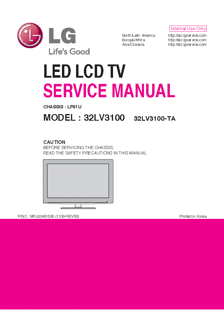LG 32LV3100-TA CHASSIS LP91U service manual (1st page)