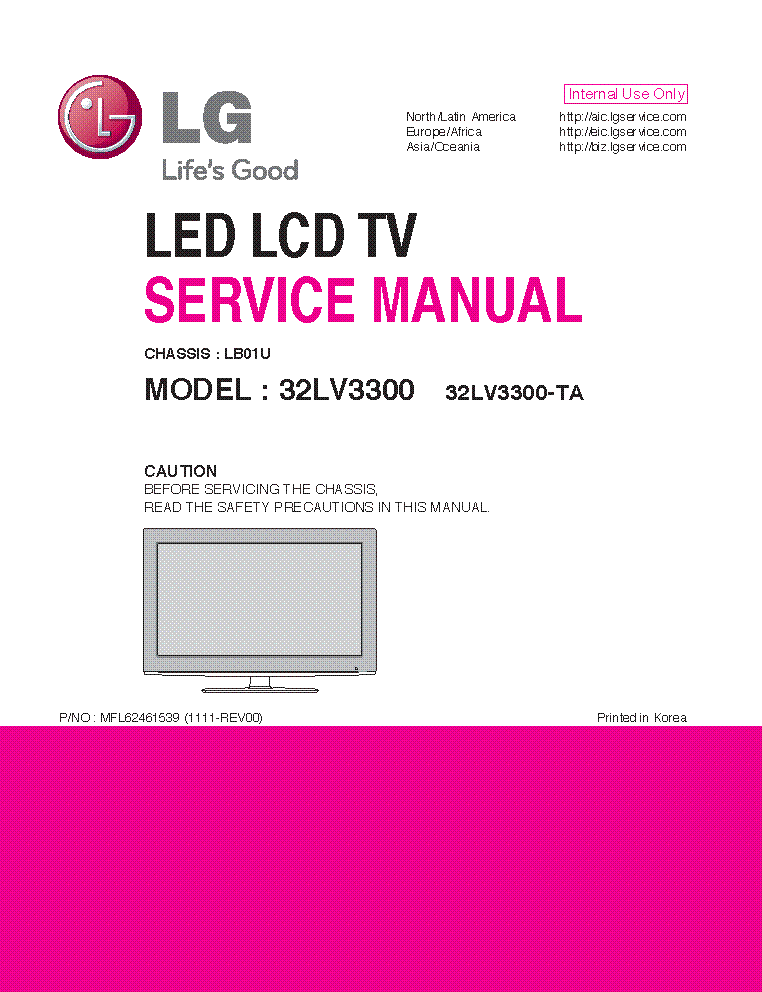 LG 32LV3300-TA CHASSIS LB01U service manual (1st page)