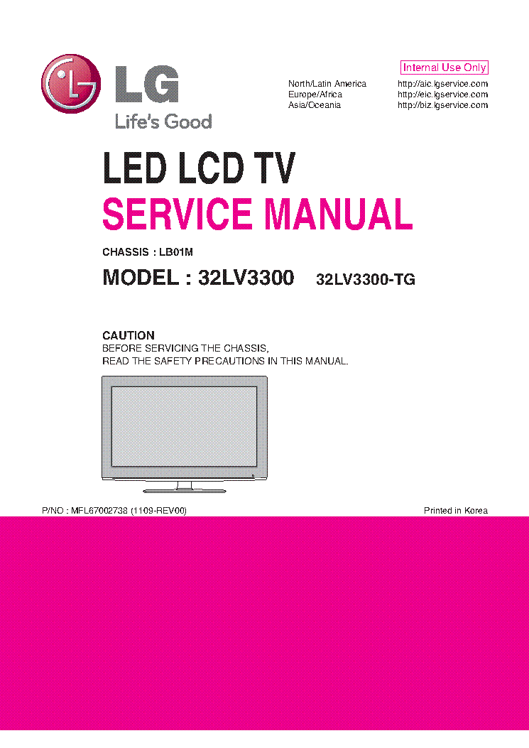 LG 32LV3300-TG CHASSIS LB01M service manual (1st page)
