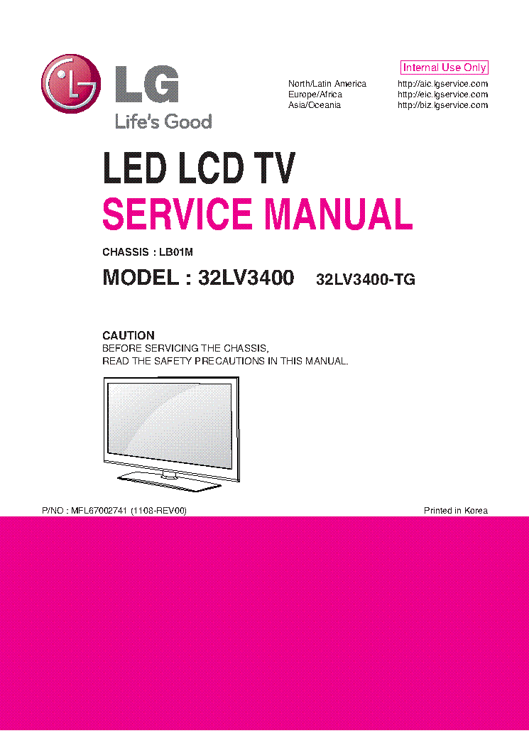 LG 32LV3400-TG CHASSIS LB01M service manual (1st page)
