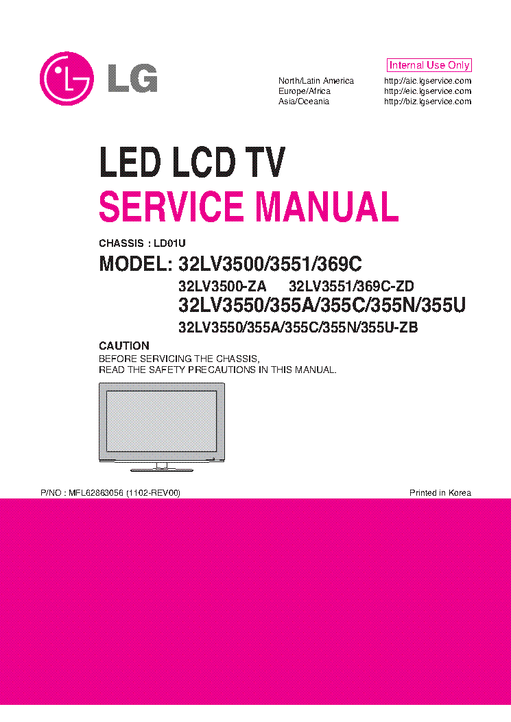 LG 32LV3500-ZA 32LV355A-C-N-U-ZB 32LV3551-ZD 32LV369C-ZD CHASSIS LD01U service manual (1st page)