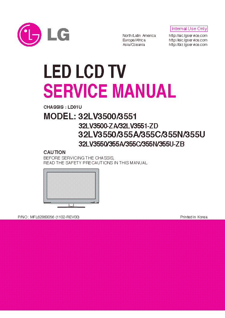 LG 32LV3500-ZA 32LV355A-C-N-U-ZB 32LV3551-ZD CHASSIS LD01U service manual (1st page)