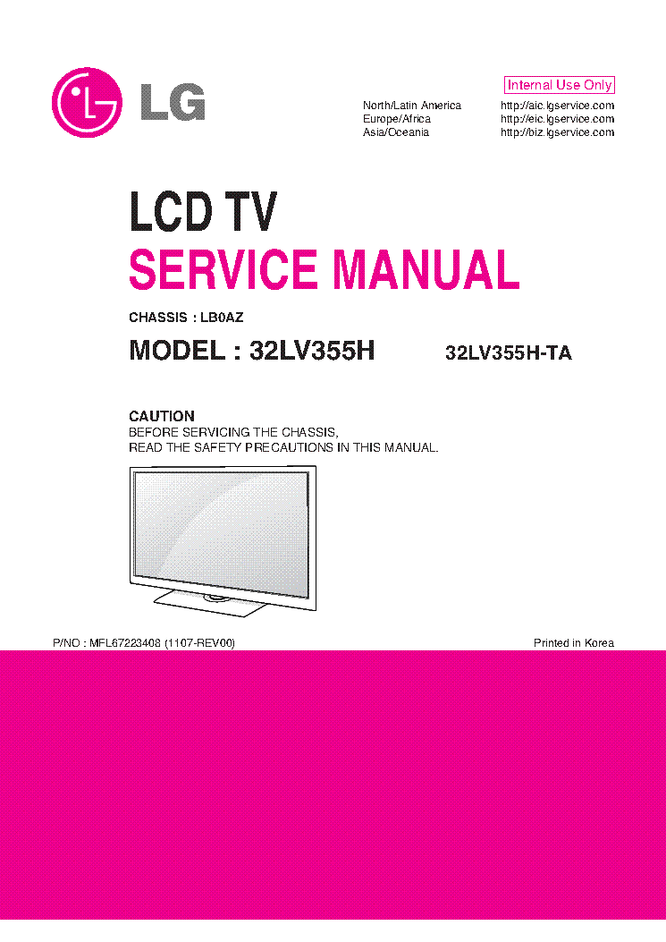 LG 32LV355H-TA CHASSIS LB0AZ service manual (1st page)