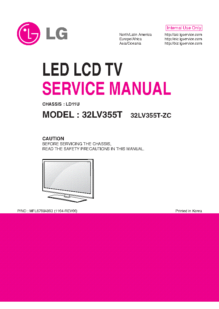 LG 32LV355T-ZC CHASSIS LD11U service manual (1st page)