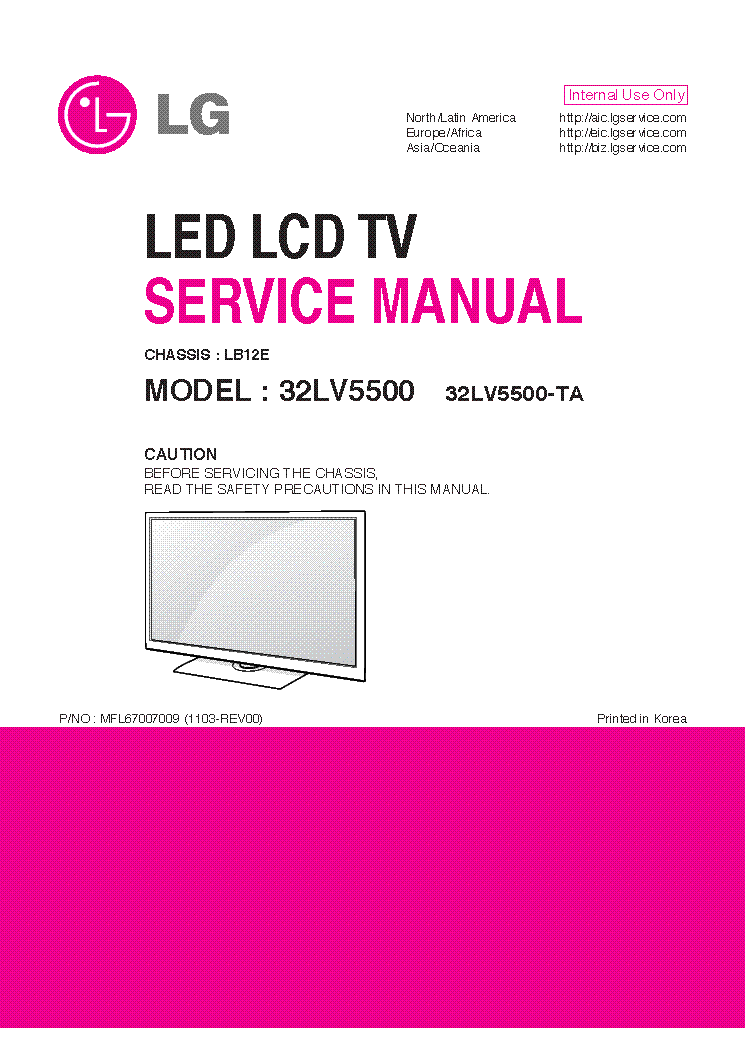 LG 32LV5500-TA CHASSIS LB12E service manual (1st page)