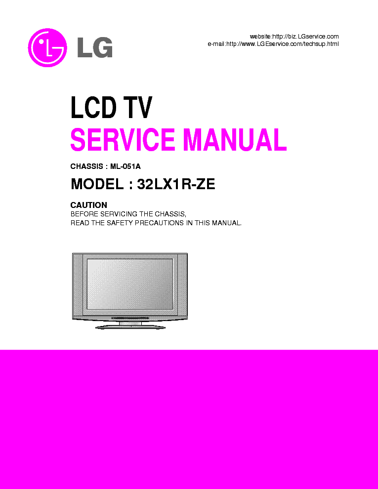 LG 32LX1R ZE CHASSIS ML 051A service manual (1st page)