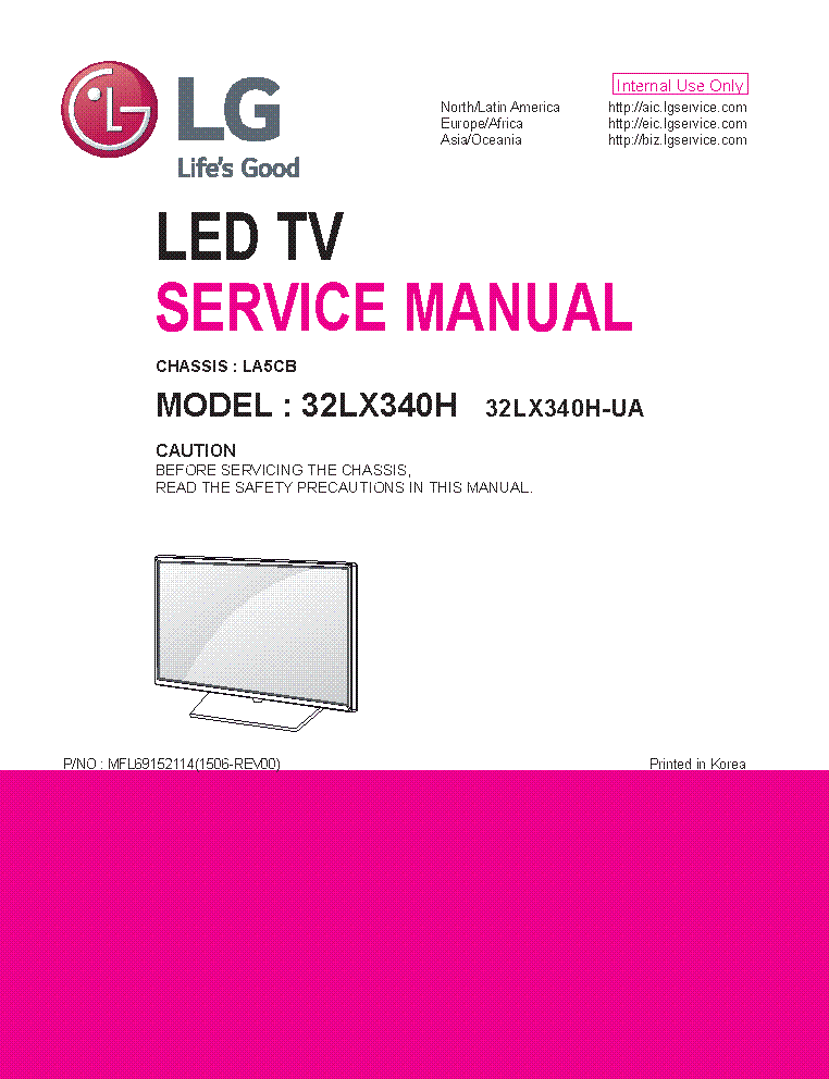 LG 32LX340H-UA CHASSIS LA5CB SM service manual (1st page)