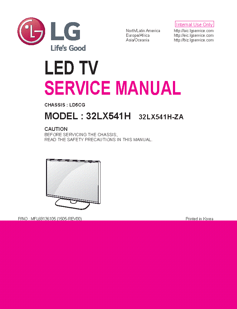LG 32LX541H-ZA CHASSIS LD5CG SM service manual (1st page)