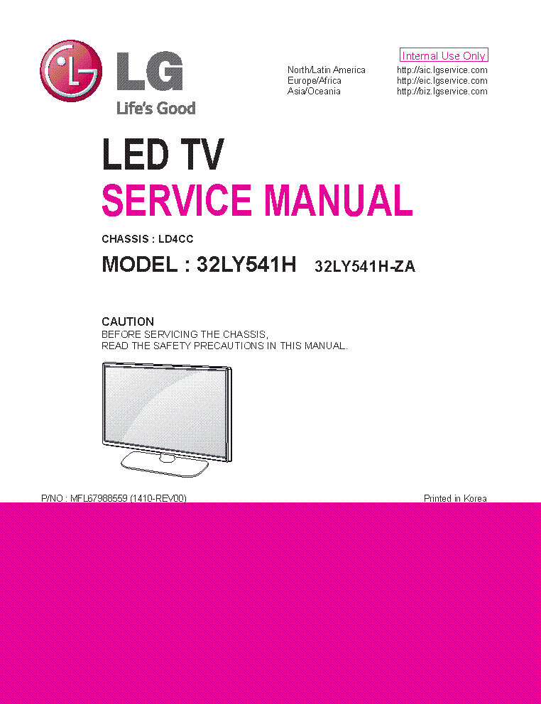LG 32LY541H-ZA CHASSIS LD4CC SM service manual (1st page)