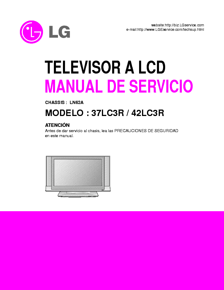 LG 37LC3R-MH 42LC3R-MH CHASSIS LN62A SM service manual (1st page)