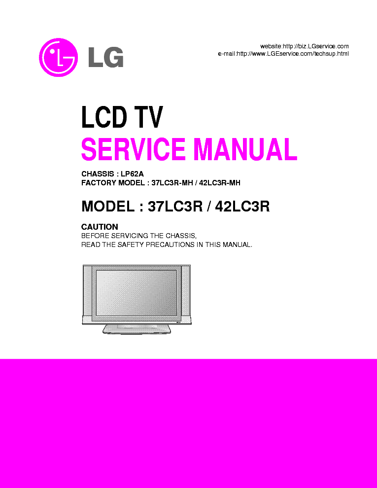 LG 37LC3R-MH 42LC3R-MH CHASSIS LP62A SM service manual (1st page)