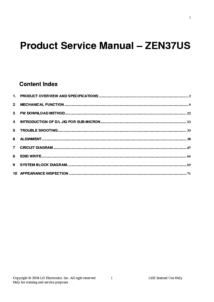 LG 37LC6D-UM 37LG10-UM CHASSIS LA75C MFL39166213 service manual (2nd page)