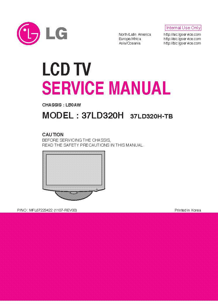 LG 37LD320H-TB CHASSIS LB0AW service manual (1st page)