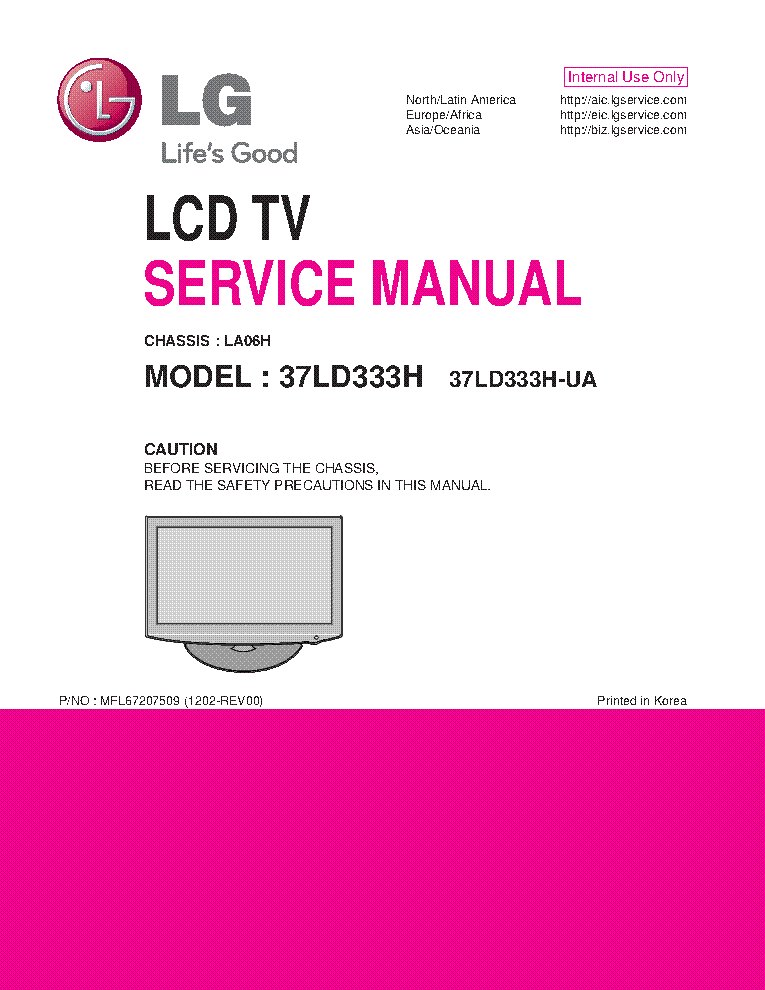 LG 37LD333H-UA CHASSIS LA06H service manual (1st page)