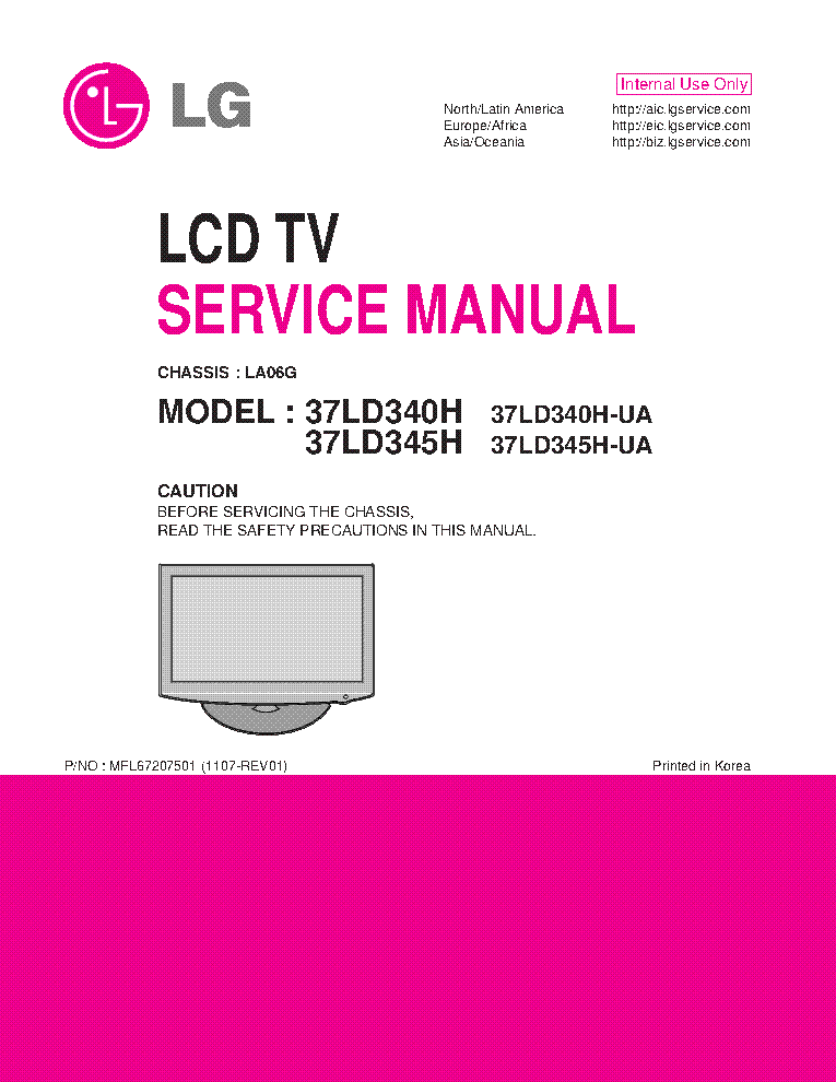 LG 37LD340H-UA 37LD345H-UA CHASSIS LA06G service manual (1st page)