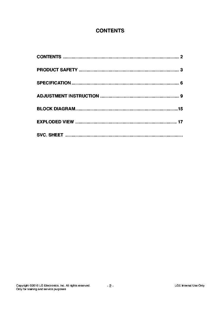 LG 37LD450-ZA CHASSIS LD01B MFL62863002 1002-REV00 service manual (2nd page)
