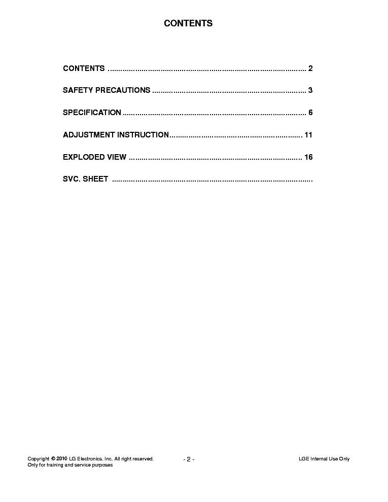 LG 37LD450 LA01B service manual (2nd page)