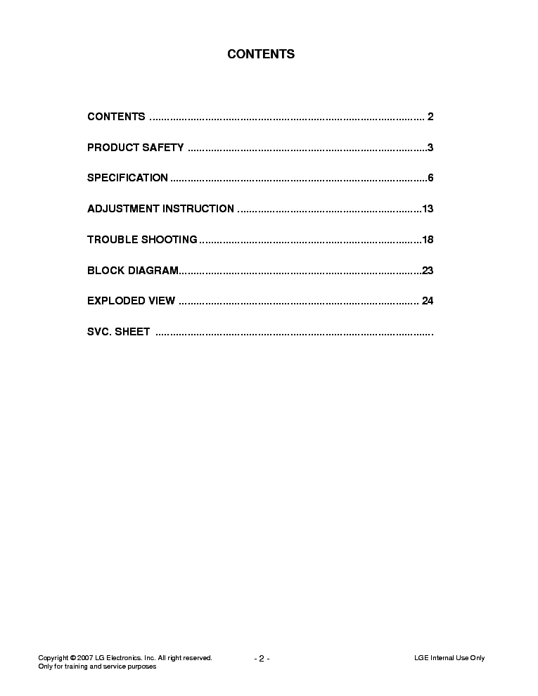LG 37LG3000 CH LD84A SM service manual (2nd page)