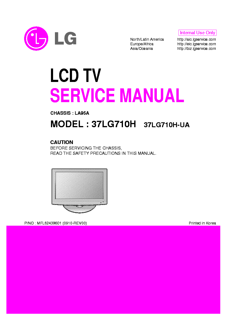 LG 37LG710H-UA CHASSIS LA95A MFL62439601 0910-REV00 service manual (1st page)