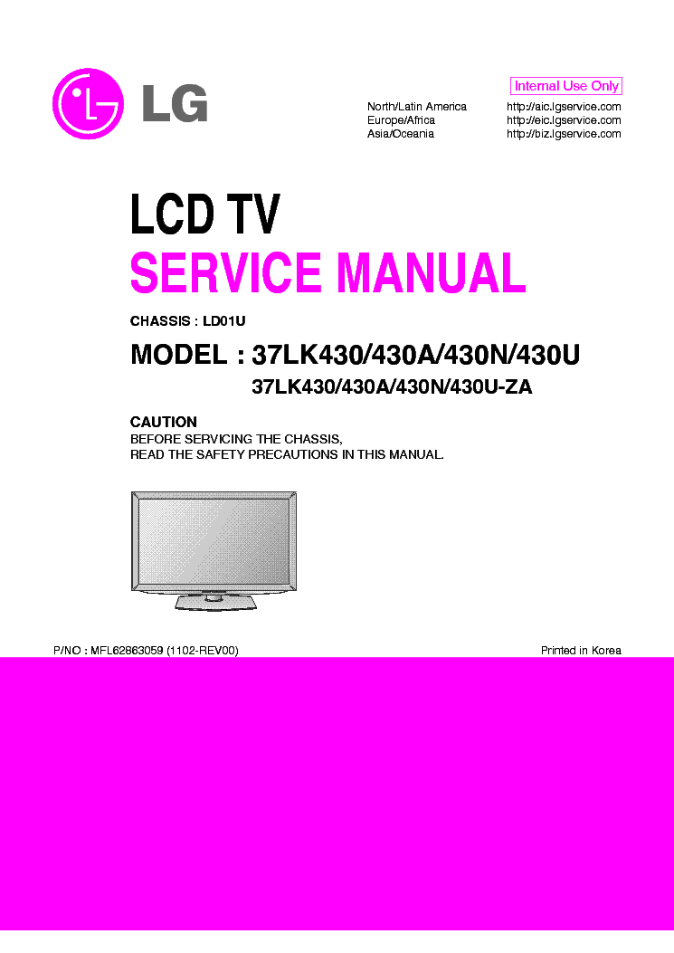 LG 37LK430-430A-430N-430U CHASSIS LD01U MFL62863059 1102-REV00 service manual (1st page)
