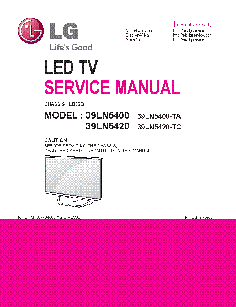 LG 39LN5400-TA 39LN5420-TC CHASSIS LB36B 1212-REV00 service manual (1st page)