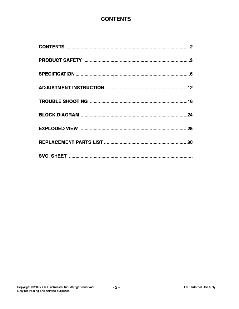 LG 42LB9D-DD CHASSIS LT73A service manual (2nd page)