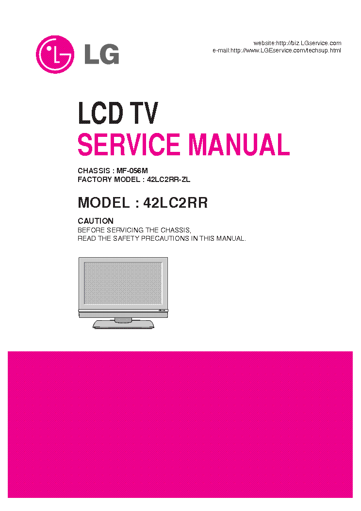 LG 42LC2RR-MF-056M service manual (1st page)
