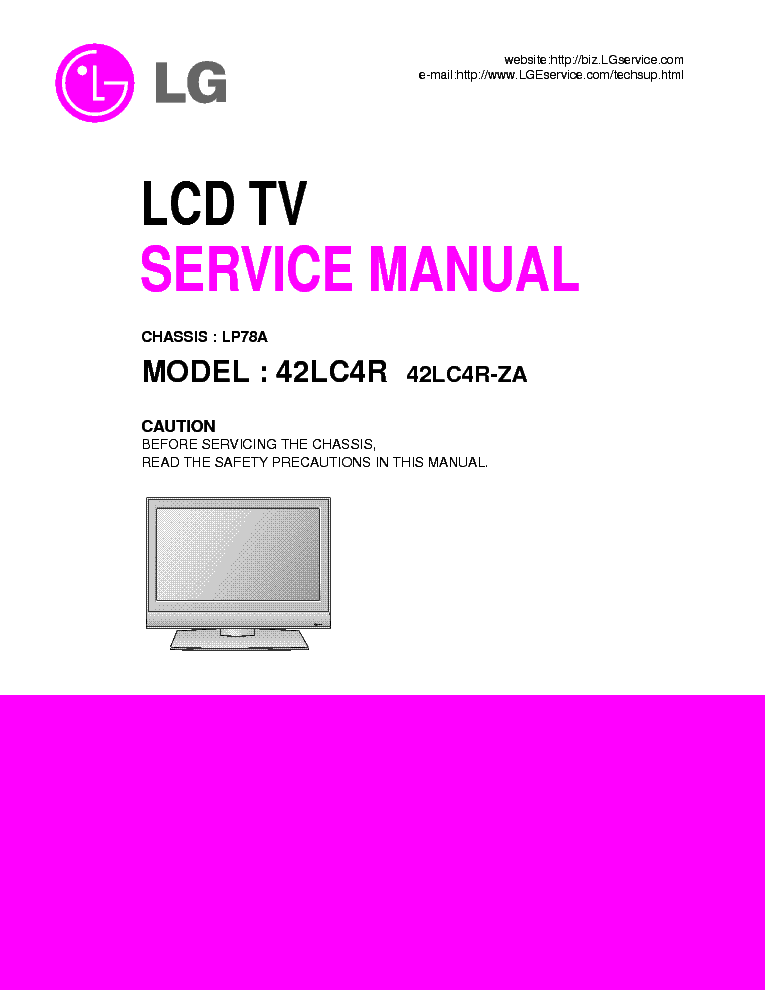 LG 42LC4R service manual (1st page)