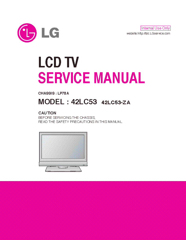 LG 42LC53-ZA CHASSIS LP78A MFL36696952 service manual (1st page)